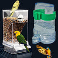 Kenond No Mess Bird Feeder Water Dispenser Set, Automatic Bird Feeder | Parrot Cage Accessories, Acrylic Parakeet Seed Food Drinker for Cockatiel, Squirrel, Finch, Lovebirds, Budgies, Canary