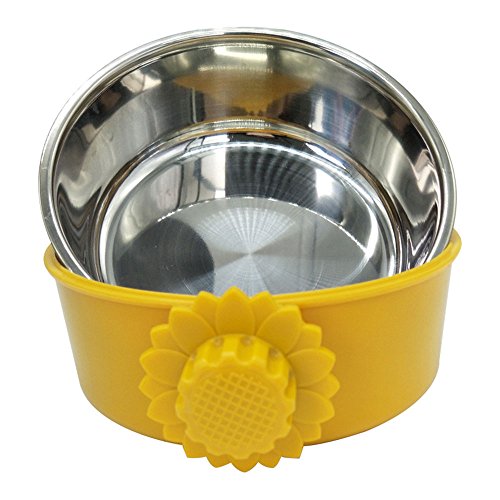 DEVILMAYCARE Pet Feeder Dog Bowl Stainless Steel Food Hanging Bowl Crates Cages Dog Parrot Bird Pet Drink Water Bowl Dish Accessory (L: 6''x2.2'', Pink) - color: Pink, size: L:6''x2.2''