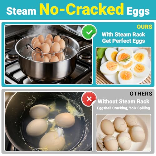 Stackable Egg Steamer Rack for Instant Pot 6Qt & 8Qt, 18 Egg Holder | Durable 304 Stainless Steel Construction, Heat-Resistant Handle, Steaming & Cooling Rack