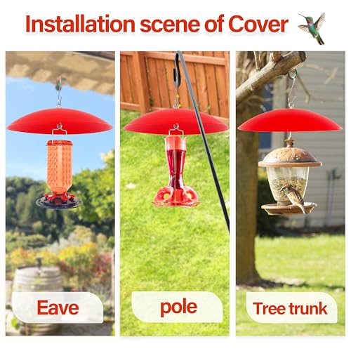 13" Hummingbird Feeder Dome Guard,Bird's Feeder Rain Cover,Squirrel Proof for Bird Feeders Pole, Smart Bird Feeders Umbrella(Bright Red), 1Pack - color: Bright Red, size: 13Inch / 1 Pack