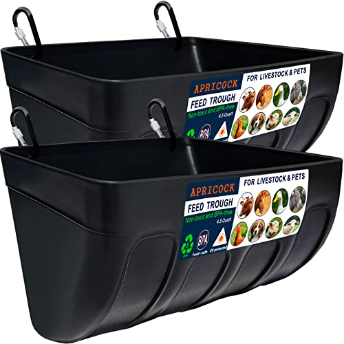 Chicken Feeder Waterer, Goat Feeder - 2 Pack, 5.5 Quart, for Goats Chickens Duck Sheeple Dogs Piglets Deers Gooses, Turkeys, Goat Supplies(Appearance Patent Product) - color: Black