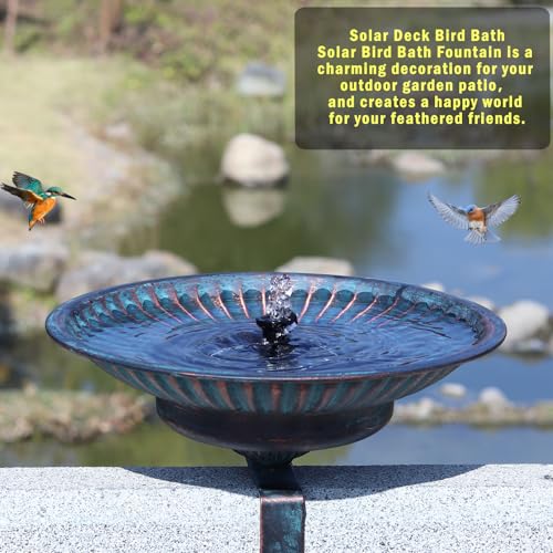 Solar Bird Bath,Deck Bird Bath with Solar Fountain,Deck Mounted Bird Bath