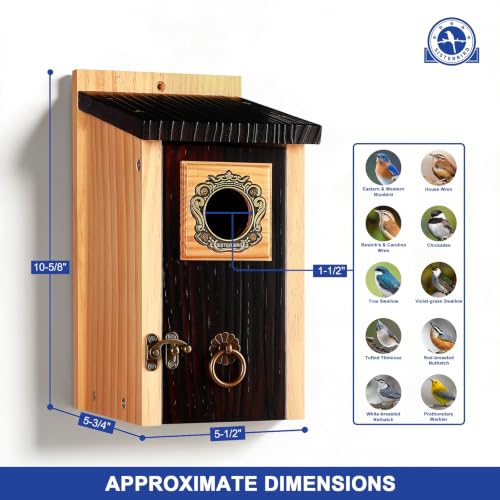 SISTERBIRD 2 Pack Premium Blue Bird Houses for Outdoors, Assembly Required - color: Deeply Burnt Vintage Hue -- 2PK