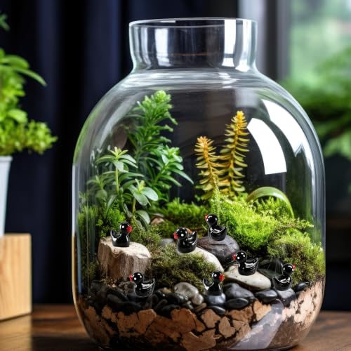 100 Pcs Mini Resin Ducks Tiny Ducks Miniature Duckies Bulk Figures for Garden Micro Landscape Home Prank Game Micro Landscape Aquarium Dollhouse Ornament DIY Handmade School (Black) - color: Black