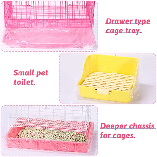 Fhiny 27.5'' x 19.7'' Disposable Guinea Pig Cage Liner, 50 PCS Plastic Rabbit Tray Liner Leak Proof Small Animal Litter Pan Bags Universal Hamster Cage Toilet Film for Bunny Chinchilla Hedgehog Bird - size: 27.5'' x 19.7''