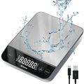 Etekcity 22lb Food Kitchen Scale, USB Rechargeable, IPX6 Waterproof | Digital scale with grams & ounces, 1g precision, 5 weight units, tare, ideal for baking, meal prep, Stainless Steel, Silver - color: Stainless Steel-Silver