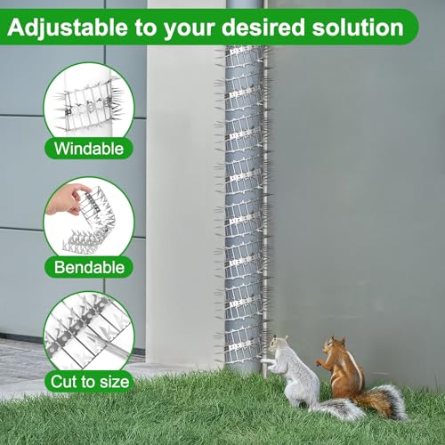 10 Pack Stainless Steel Squirrel Spikes for Bird Feeder, 10 FT Squirrel Spikes for Bird Feeder Pole, Keep Squirrels, Raccoon Away, for Wall Fence Garden Roof Yard, Easy to Install - size: 10FT