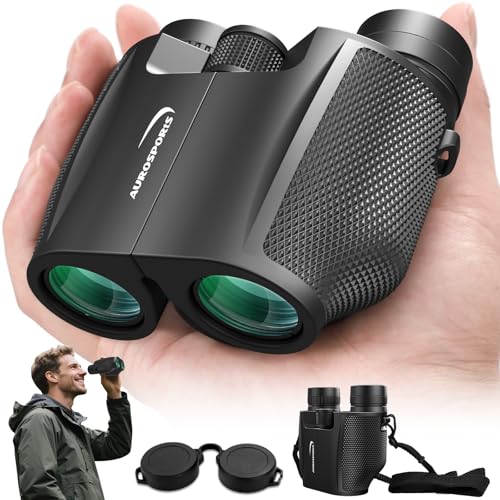 Aurosports 12x32 Compact Binoculars for Adults - Small Binoculars with FMC Lens & BAK4 Prism - Wide 273ft/1000yds Field of View - Easy Focus Binos for Bird Watching Traveling Gifts for Men Women - size: 12x32