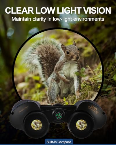 12x50 High Powered Binoculars - HD Low Light Vision for Bird Watching/Hunting/Cruise, Waterproof with Compass & Phone Adapter