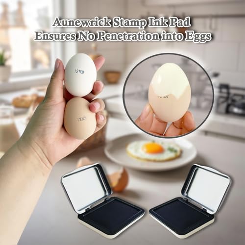 2 PCS Egg Date Marking Stamp Ink Pad, 2.95 x 2.16 inches, for Fresh Eggs (Black) - color: 2 Black