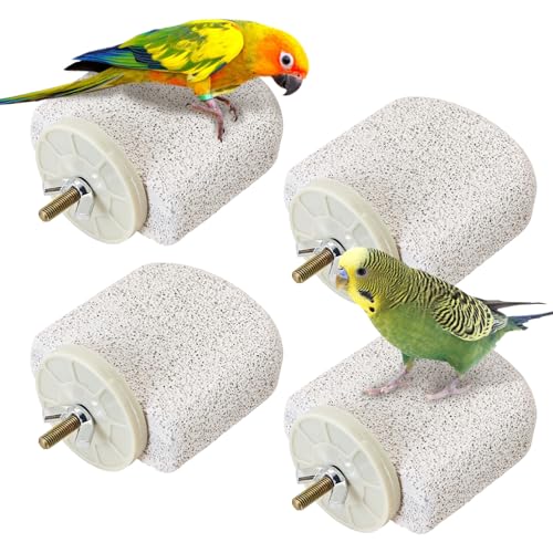 BNOSDM 4 Pcs Bird Beak Grinding Stone Calcium Parrot Perch Stand 2.8*2.6in - color: 4 Pcs- White (M)