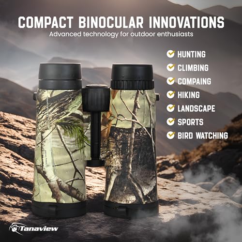 10X42 Compact Binoculars for Adults - Long Distance, High Powered Binoculars with Travel Case - Extra Bright Light & Large Field of View - Lightweight, Water & Fog Proof, Hunting, Bird Watching