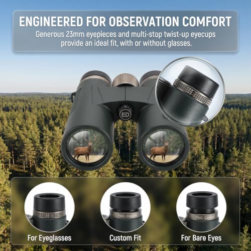 12x42 ED UHD Binoculars for Adults, High Power Binoculars with Phone Clip, BAK4 Prism FMC Coating, IP67 Waterproof Fogproof, Low Light Vision Bird Watching Hunting Sports Stargazing Cruise