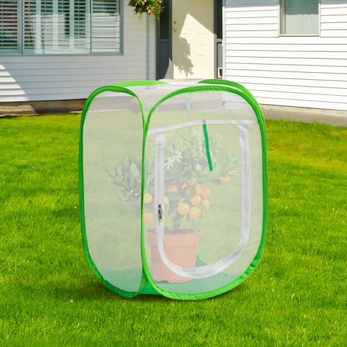 16" x 16" x 24" Pop Up Garden Mesh Plant Cover, Plant Protectors Mesh Plant Enclosure, Garden Net Cage Pest Protection Guard Tent with Storage Bag for Protect Plant Vegetable Fruit from Birds Insects - color: 16 X 16 X 24 Inch