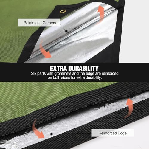 2-Pack Heavy Duty Survival Blanket, Waterproof Emergency Thermal Tarp, Multipurpose Reflective Insulated All Weather Blankets for Camping Hiking, Green,11.8 x 8.5 ft - color: 2-pack Green 142"x102"