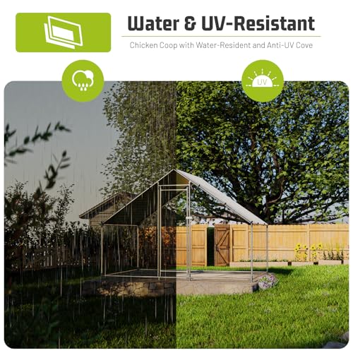 HEYTOWN Large Metal Chicken Coop Chicken Pen with Water-Resident and Anti-UV Cover Walk-in Poultry Cage Chicken Runs for Yard with Cover Duck Rabbit Dog House Outdoor - size: 157.2"L x 117.6"W x 78.0"H