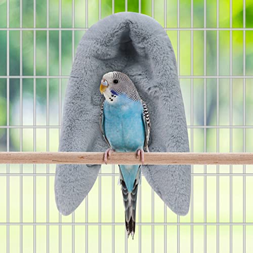 Wontee Cozy Bird Blanket Parrot Cage Snuggle Hut Warm Bird Nest House Bed Hanging Hammock for Parakeet Cockatiel Conure African Grey (Medium, Grey) - size: Medium