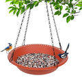 Large Hanging Bird Feeder Tray 14 inch with Drainage Holes Fit Most Seed, Bird-Feeder Hanging for Garden Yard Outside, Terracotta - color: Terracotta, size: 14 inch