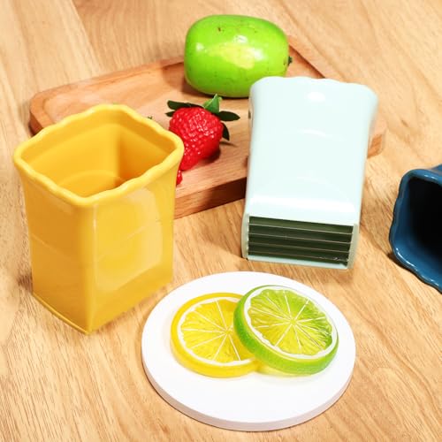 Abaodam Cup Slicer Strawberry Slicer Set 3 Pcs Fruit with Lid and Cleaning Brush Multifunctional Strawberry Cutter Egg for Strawberries Bananas Oranges Kitchen Tool 3.46X2.36X2.36In