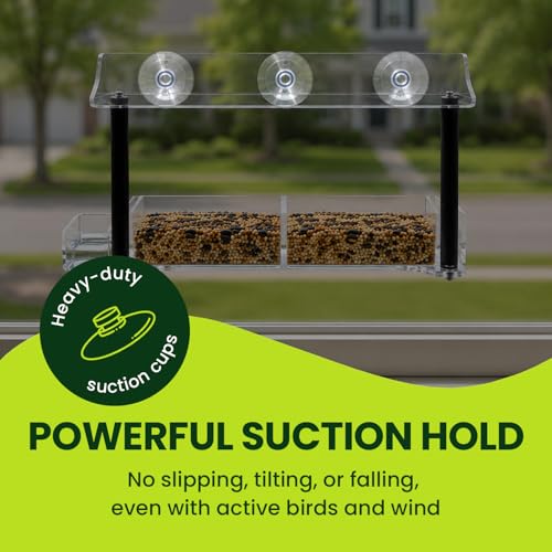 Window Bird Feeder with Strong Suction Cups, Clear Acrylic Window Mounted Bird Feeder, Weather-Resistant, Durable, Squirrel-Resistant, Column Style - size: Column