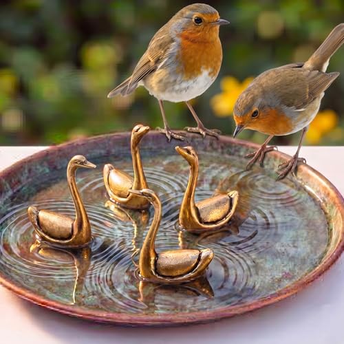 4 Pcs Mini Bird Bath Copper Ornaments Bird Bath Purification Disk Birdbath Cleaner Single 1 oz Weight Universal Fit for Outdoor Birdbaths, Bowl(Goose) - style: Goose