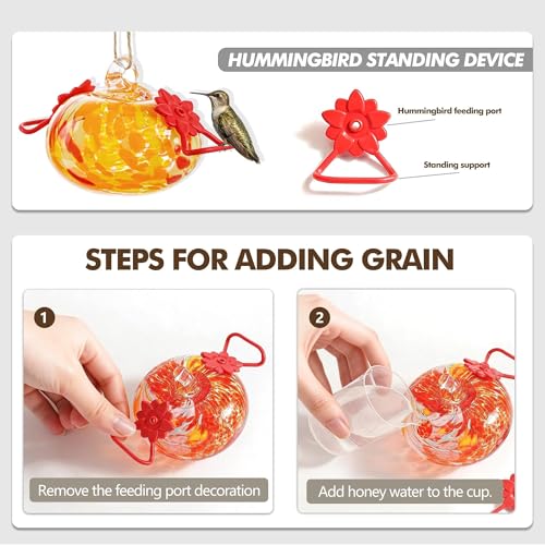3PCS Glass Hummingbird Feeders for Outdoors Hanging Ant and Bee Proof - color: Color-D