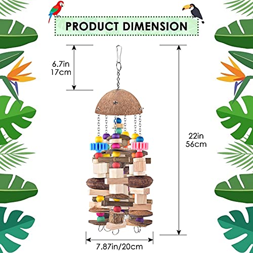 KATUMO Bird Toys, Large Parrot African Grey Wooden Chew Toys for Macaw Medium to Large Birds - style: Nutshell