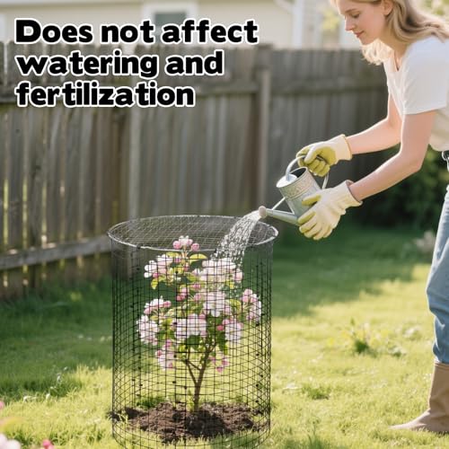 30 Pcs 24'' x 12'' Large Wire Plant Protector from Animals With Metal Cover, 10 Pack Metal Plant Cage Chicken Wire Cloche with 10Pcs Metal Covers to Keep Animals Out, Garden Protection Bunny Barricade - size: 10 Pack 24'' x 12'' with 10 Pcs 12'' Cover