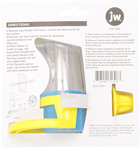 JW Pet Bird Cage Clean Cup Feeder & Water Cup Bird Accessory, Small (Assorted Colors) - size: Small