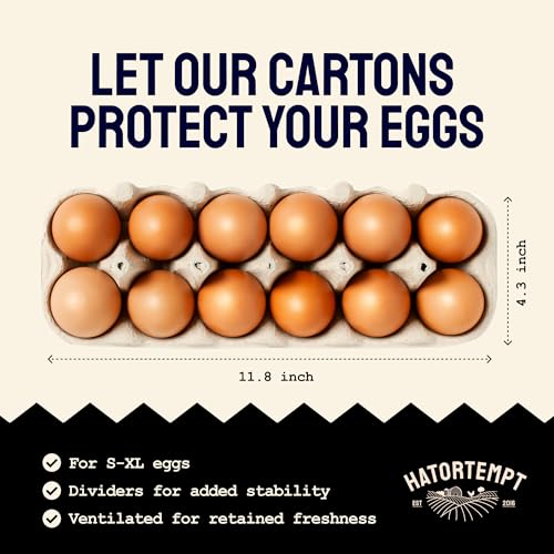 Hatortempt 24pc Egg Cartons Cheap Bulk 12 Count, Reusable Dozen Egg Crates | Sturdy Cardboard Paper Pulp - S-XL Chicken & Duck Egg Cartons - Rustic Custom Design - Empty Egg Containers for Fresh Eggs - size: 24-Pack