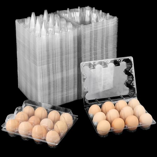 130 Packs 3 x 4 Clear Egg Cartons, 1 Dozen Plastic Egg Cartons, Transparent Chicken egg Trays Holds up to 12 Eggs for Storage and Market Display