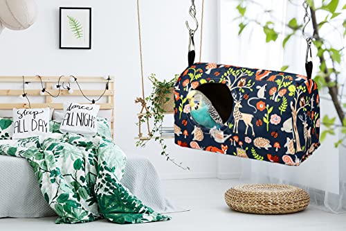 ShuRung Parrot Cockatiel Warm House Bird Nest Bed Winter Hanging Hammock Birds Sleeping Bed Parrot Hideway Bed Polyester Fabric for Parrot Parakeet Cockatiels Budgies Lovebird African Grey (L) - size: L