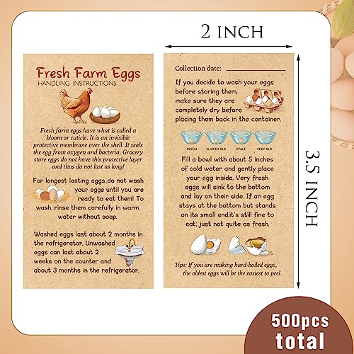 Kisston 200 Pcs Egg Handling Instruction Cards Bulk Fresh Farm Egg Care Labels 2 x 3.5'' Resuable Eggs Carton Stamp Thick Paper Design for Basket Farmstand Market Business Supplies (Simple Style) - style: Simple Style