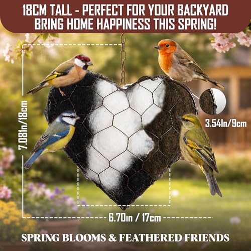 Handmade Alpaca Fiber Nesting Heart – Soft Natural Holder for Wild Birds, Garden Trees, Winter Shelter & Bird Lover Gift