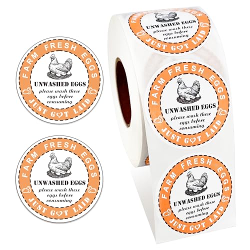 800PCS Unwashed Farm Fresh Egg Carton Stickers,2 inch Round Colorful Eggs just got Laid Carton Labels,self Adhesive roll Packaging Stickers for Farm Stand Supplies and Small Business - style: Unwashed Egg Stickers