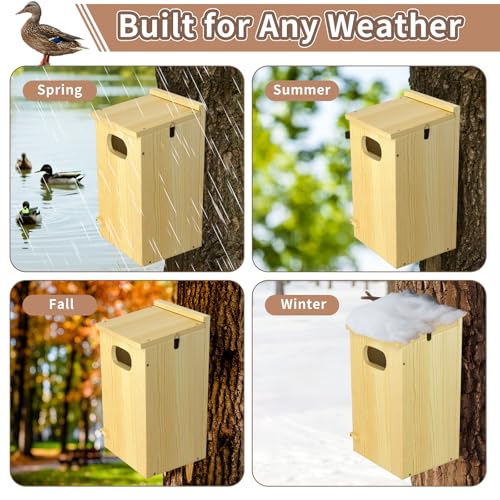 Duck House, Solid Wood Duck Houses for Outside, Included Hanging Rope, Outdoor Duck Nesting Box for Pond, 22" H x 10" D x 10" W, Nesting Pads Not Included