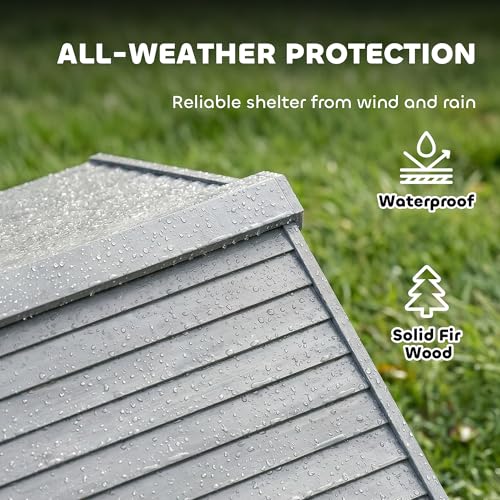 PawHut Chicken Coop for 2-4 Chickens with Nesting Box 50" x 44" x 54" White | Wooden Hen House, Outdoor Playhouse, Poultry Cage, Planter Pots and Boxes, Windows, Rabbit Hutch, Backyard Use