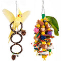 Bird Toys for Parrots - Natural Wood Parrot Toys Large Birds Chewing Fun Toy Set | Foraging Shredding Hanging Cage Accessories for Budgies Cockatiels Conures Macaws Lovebirds