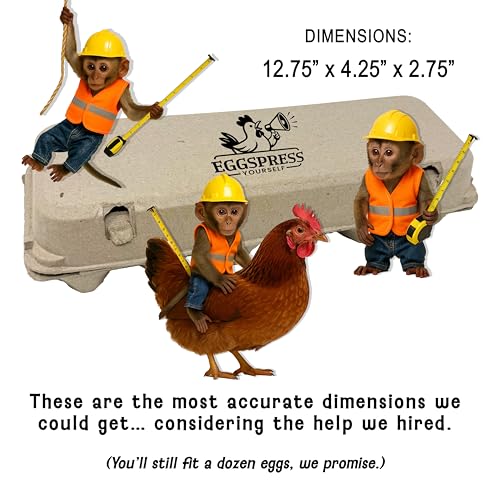 Funny Retro Egg Carton – “Coffee & Eggs” Vintage Humor Design, Holds 12 Eggs, Eco-Friendly Molded Fiber Dozen Carton for Farm Stands & Backyard Chickens - 12 Pack