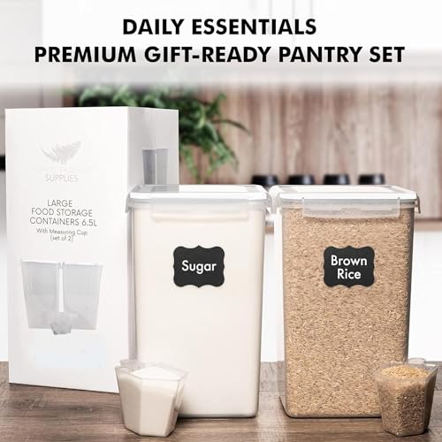 2 PC [7 Qt / 6.5L / 220 Oz] Large Food Storage Containers with Lids Airtight - BPA Free Clear Plastic Kitchen and Pantry Storage Containers for Cereal, Flour, Sugar, Rice - color: White - 2 Pack