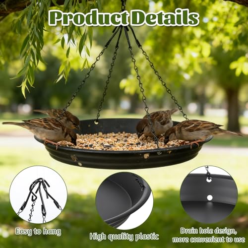 2 Sets 12.8'' Bird Seed Catcher Tray, Bird Feeder Platform Large Hanging Tray Squirrel Feeder Fits Most Feeders Catches Most Falling Seed and Husk for Outdoors, Backyard, Garden