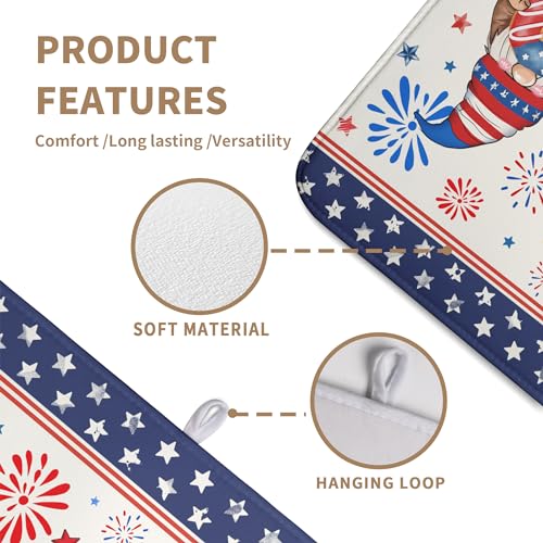 4th of July Dish Drying Mats for Kitchen Counter 18x24 In Memorial Independence Day Patriotic Gnome Stars Microfiber Drying Mat Fourth of July USA Super Absorbent Dish Rack Mat Drying Pad - color: 4th of July Dish Drying Mats-A5-1, size: 18" x 24"