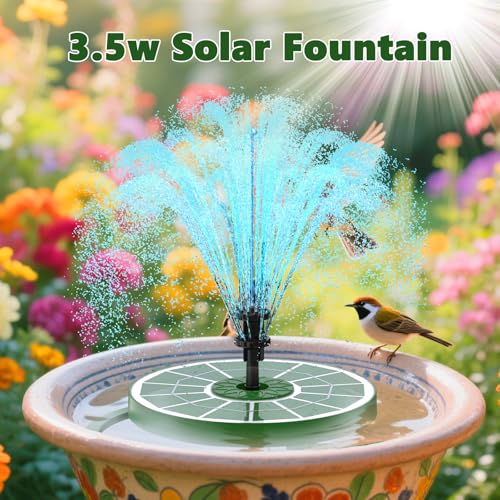 AISITIN 3.5W Solar Fountain for Bird Bath with 3 Anti-Drift Fixed Bracket | Solar Glass Panel, Windmill 8 Nozzles, Attract Bird, Solar Bird Bath Fountain for Garden, Fish Tank, Courtyard, Water Feature - color: Green