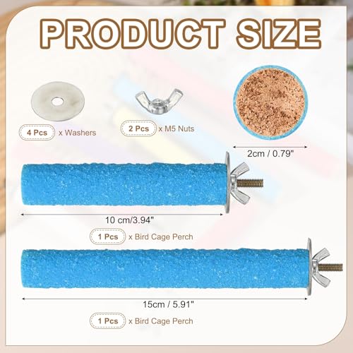 Bird Cage Perch, Colorful Parrot Grinding Claw Sticks, Platform Paw Stand Toy 4/6 Inch, (Wooden, Blue, 2Pcs), Intended for Small Medium Birds/Parrots/Finches/Lovebird - color: Blue, size: 4/6 Inch