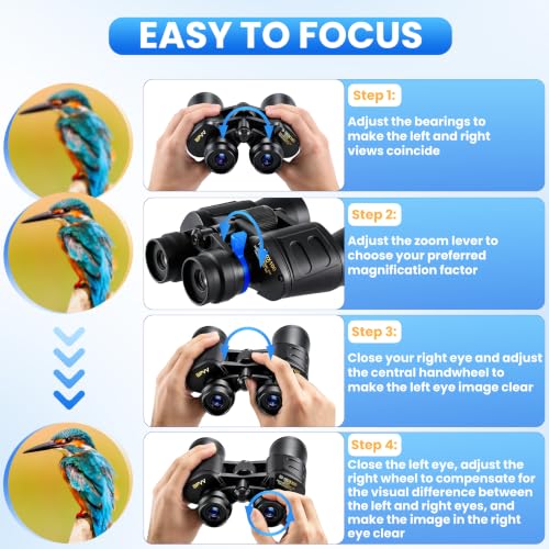 10-180x100 Zoom Binoculars for Adults, Day/Low Light Night Vision | High Powered Binoculars with BAK4 & FMC Lens, Waterproof Fogproof for Hunting Birdwatching Travel Sport Concert Gift for Men