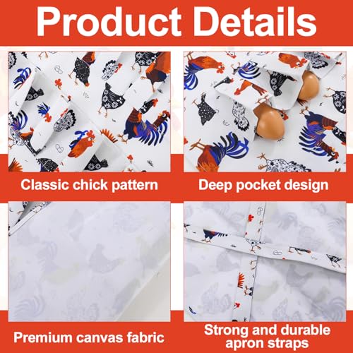 Egg Collecting Apron, 14 Pockets Egg Collecting Holding Apron | Chicken Eggs Gathering Basket with 7 Pouches for Chicken Duck Goose Eggs