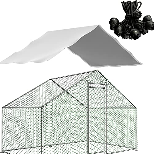 Outdoor Metal Chicken Coop Cover with 22 pcs Ball Bungee Cords, for Large Walk-in Chicken Run Pen, Waterproof, Fence Chicken Cages Cover, 11'Lx6.33'W (Only Cover, Frame Not Included) 1 Pack - size: 1 pack