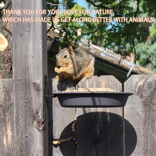 2 Bird Feeders Tree Mounted with Heavy Duty Sturdy Steel, 9.15” in Diameter×1.53" Deep Dark Brown Bird Bath Tray,Installed on Wooden Fences, Trees, Deck,Indoor and Outdoor Walls