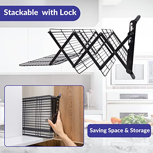 Geesta 2/3/4-Tier Upgraded Collapsible Cooling Rack with Adjustable 3 Setting Design Stackable Roasting Cooking Drying Wire Cooling Rack for Cookies Baking Gifts for Women - color: Black