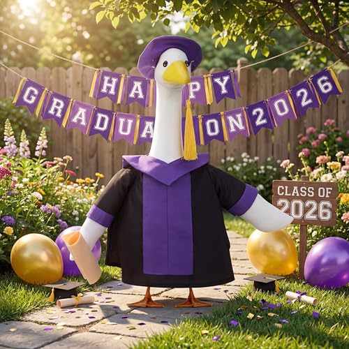 Abbylike Graduation Porch Goose Outfits Lawn Goose Clothes with Graduation Cap and Gown Fits Large 23'' Cement Statue - style: Graduation Season